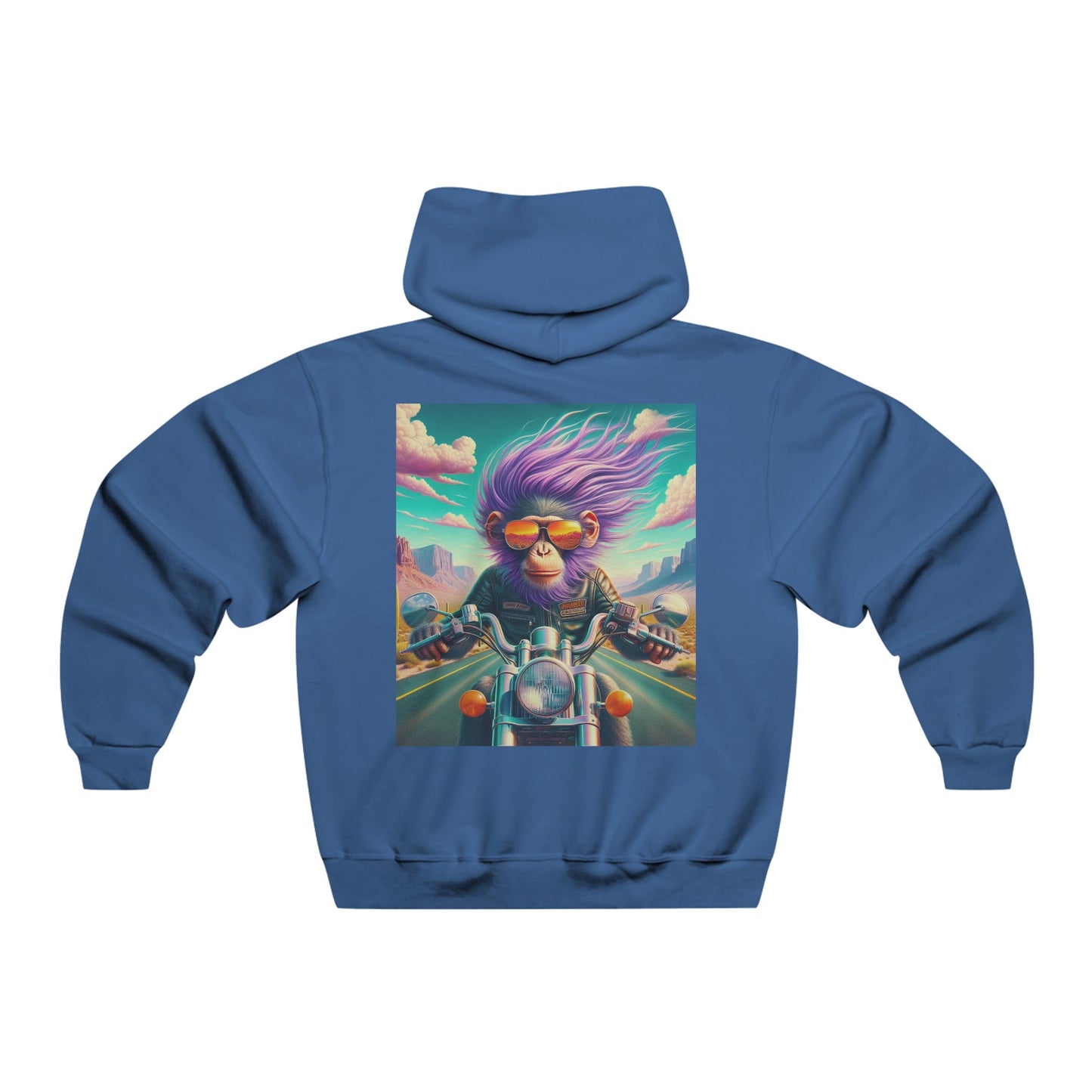 "Purple hair, neon skies, and a motorcycle that eats the stars for breakfast."Hooded Sweatshirt