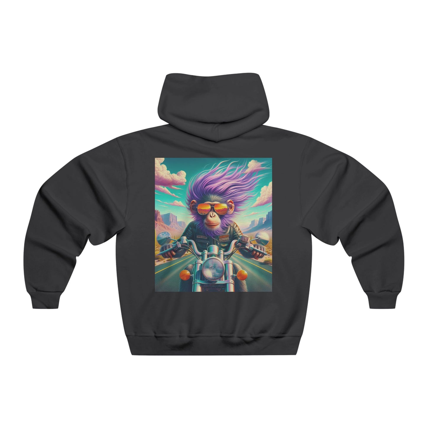 "Purple hair, neon skies, and a motorcycle that eats the stars for breakfast."Hooded Sweatshirt
