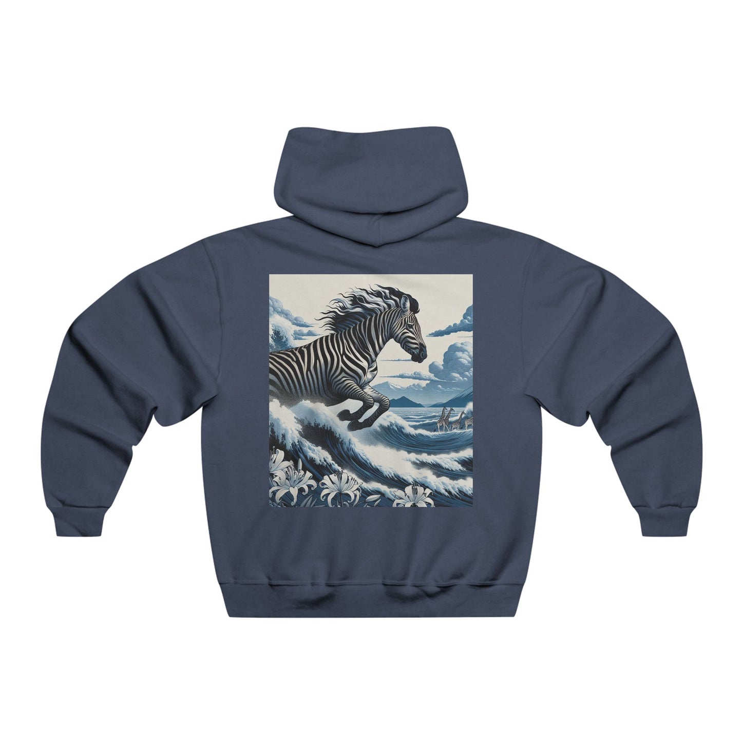 "The zebra’s stripes are as endless as the ocean’s waves, but the white lily reminds us that even in chaos, there is grace." Hooded Sweatshirt