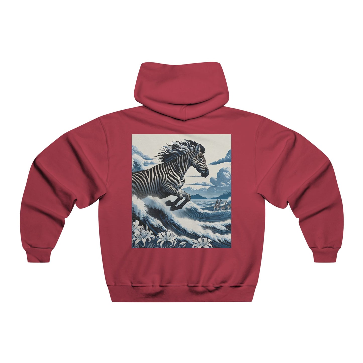 "The zebra’s stripes are as endless as the ocean’s waves, but the white lily reminds us that even in chaos, there is grace." Hooded Sweatshirt