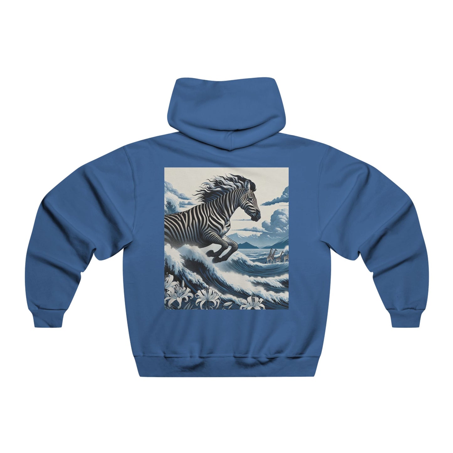 "The zebra’s stripes are as endless as the ocean’s waves, but the white lily reminds us that even in chaos, there is grace." Hooded Sweatshirt